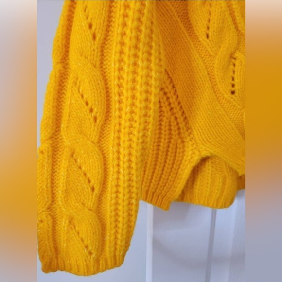 Anthropologie Gold Relaxed Fit Cable Alpaca Sweater Womens Large - Picture 6 of 11